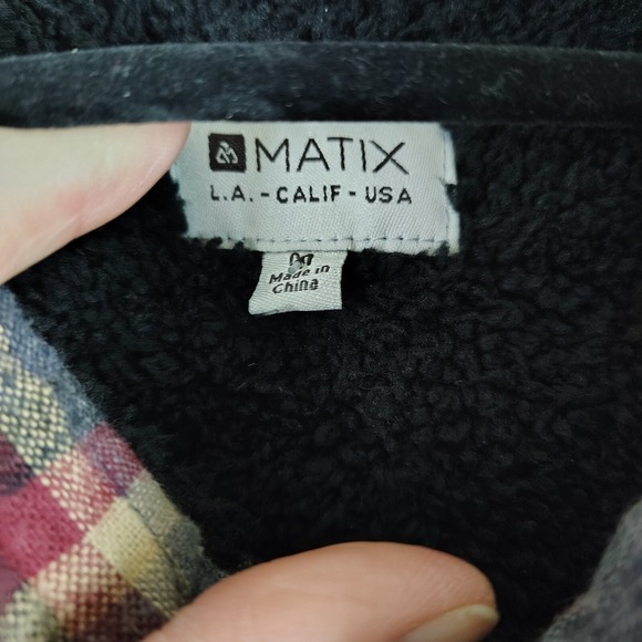 Matix Sherpa Lined Navy Shacket Shirt Jacket Snap Button Outdoors‎ M Gorpcore - Picture 6 of 11